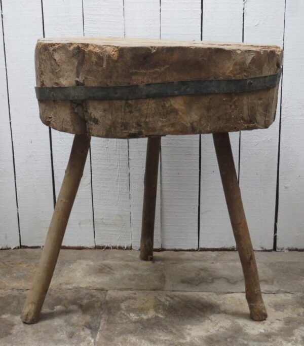 Antique French Butchers Block Side Table - Image 7