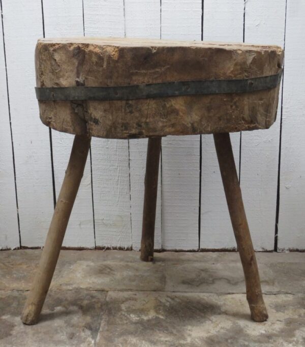 Antique French Butchers Block Side Table butchers block Antique Furniture 9