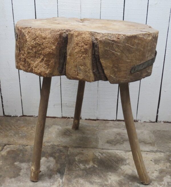 Antique French Butchers Block Side Table - Image 4