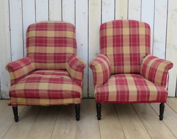 Pair Antique French Tub Armchairs For Re-upholstery - Image 2