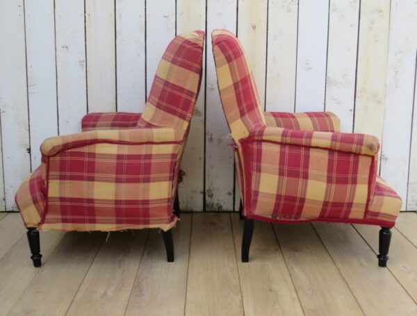 Pair Antique French Tub Armchairs For Re-upholstery armchairs Antique Chairs 7