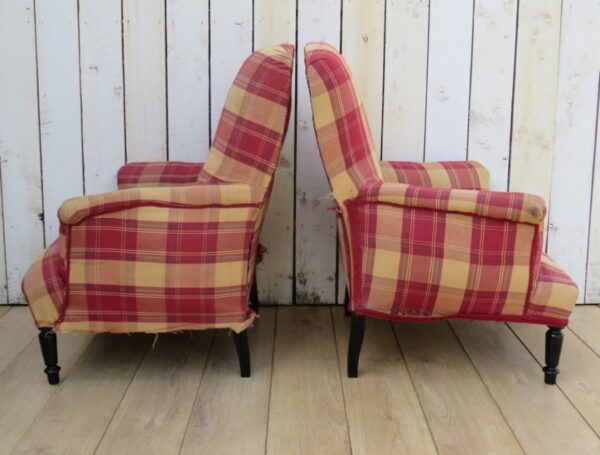 Pair Antique French Tub Armchairs For Re-upholstery - Image 5