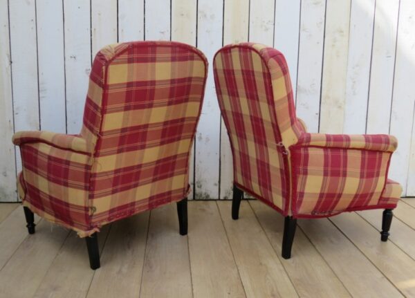 Pair Antique French Tub Armchairs For Re-upholstery - Image 3