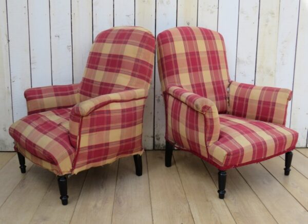 Pair Antique French Tub Armchairs For Re-upholstery armchairs Antique Chairs 9