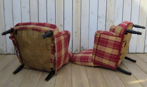 Pair Antique French Tub Armchairs For Re-upholstery - Image 4