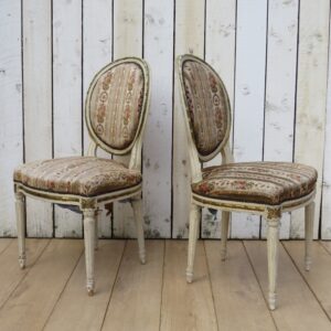 Pair Antique French Salon Chairs balloon back Antique Chairs