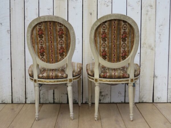 Pair Antique French Salon Chairs balloon back Antique Chairs 11