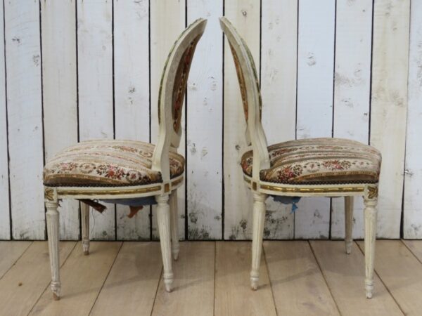 Pair Antique French Salon Chairs balloon back Antique Chairs 9