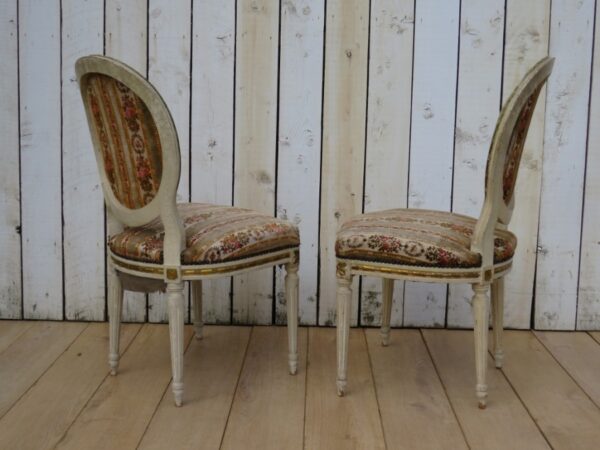 Pair Antique French Salon Chairs balloon back Antique Chairs 7