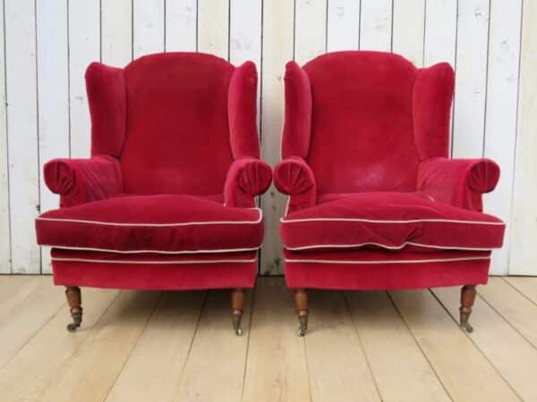 Pair French Wing Back Armchairs For Re-upholstery armchairs Antique Chairs 4