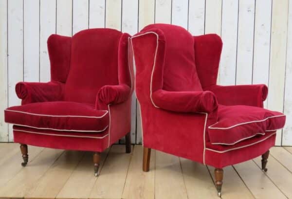 Pair French Wing Back Armchairs For Re-upholstery armchairs Antique Chairs 11