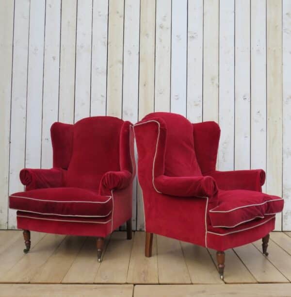 Pair French Wing Back Armchairs For Re-upholstery