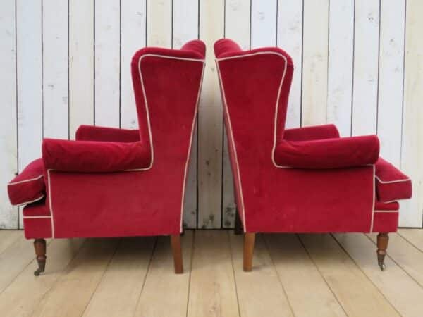 Pair French Wing Back Armchairs For Re-upholstery - Image 5
