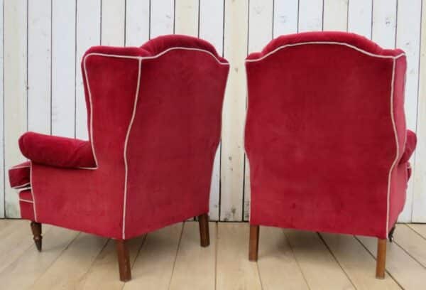 Pair French Wing Back Armchairs For Re-upholstery - Image 3