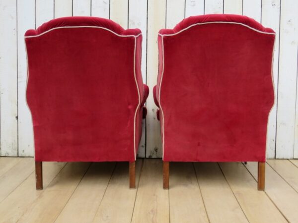 Pair French Wing Back Armchairs For Re-upholstery armchairs Antique Chairs 10