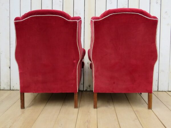 Pair French Wing Back Armchairs For Re-upholstery - Image 8