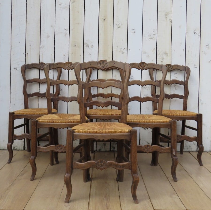 Set Of Six Oak Rush Seated Dining Chairs Antiques To Buy