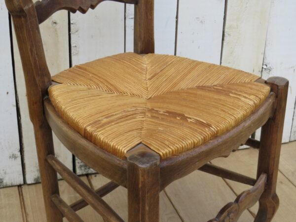 Set Of Six Oak & Rush Seated Dining Chairs - Image 3