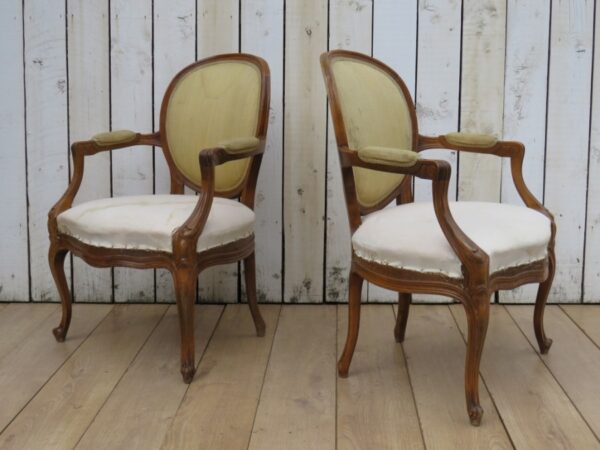 Pair Antique Fauteuil Armchairs For Re-upholstery (Copy) armchairs Antique Chairs 10