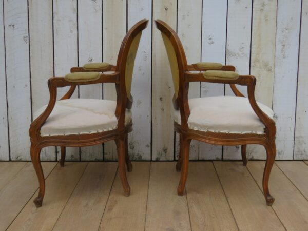 Pair Antique Fauteuil Armchairs For Re-upholstery - Image 6