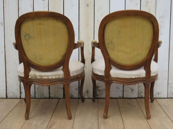 Pair Antique Fauteuil Armchairs For Re-upholstery (Copy) armchairs Antique Chairs 5