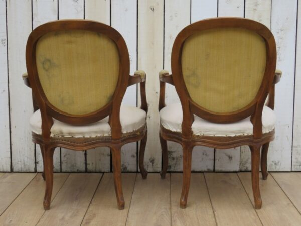 Pair Antique Fauteuil Armchairs For Re-upholstery - Image 3