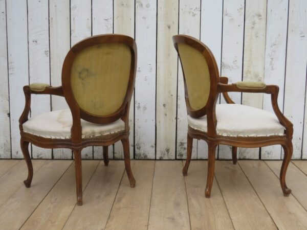 Pair Antique Fauteuil Armchairs For Re-upholstery - Image 5