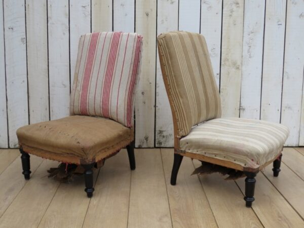 Pair Antique French Slipper Fireside Chairs For Re-upholstery Antique Antique Chairs 10