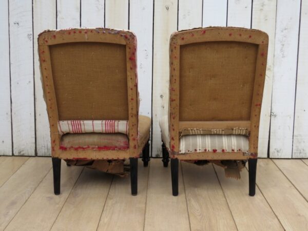 Pair Antique French Slipper Fireside Chairs For Re-upholstery Antique Antique Chairs 9