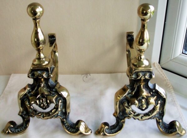 Pair Brass Andirons