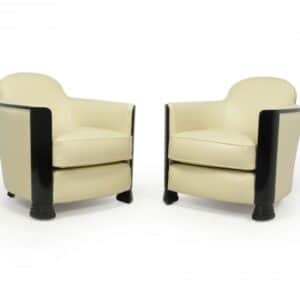 Pair of Art Deco Armchairs Attributed to Jules Leleu c1950 Antique Chairs
