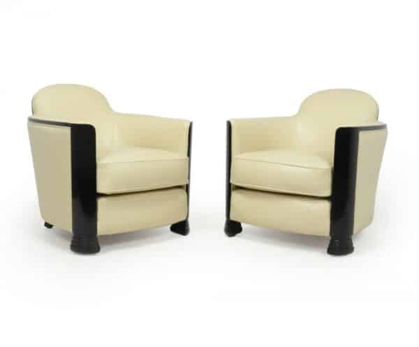 Pair of Art Deco Armchairs Attributed to Jules Leleu c1950 Antique Chairs 3