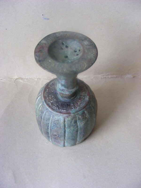 1,000 year old bronze Perfume Sprinkler ribbed form with Kufic inscriptions Islamic Persia Antiquities 4