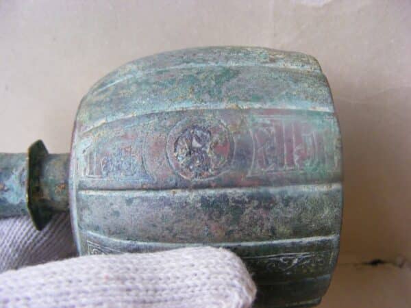 1,000 year old bronze Perfume Sprinkler ribbed form with Kufic inscriptions Islamic Persia Antiquities 7