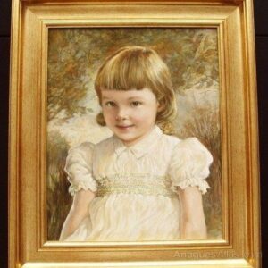 Kathleen Winifred Molesworth Aged 3 ( B.1896-d.1973 ) 19thc Oil Portrait Painting Antique Oil Paintings Of Children Antique Art 3