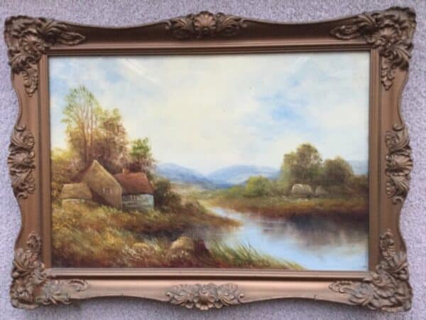 19thc River Landscape Oil Painting By George Jennings