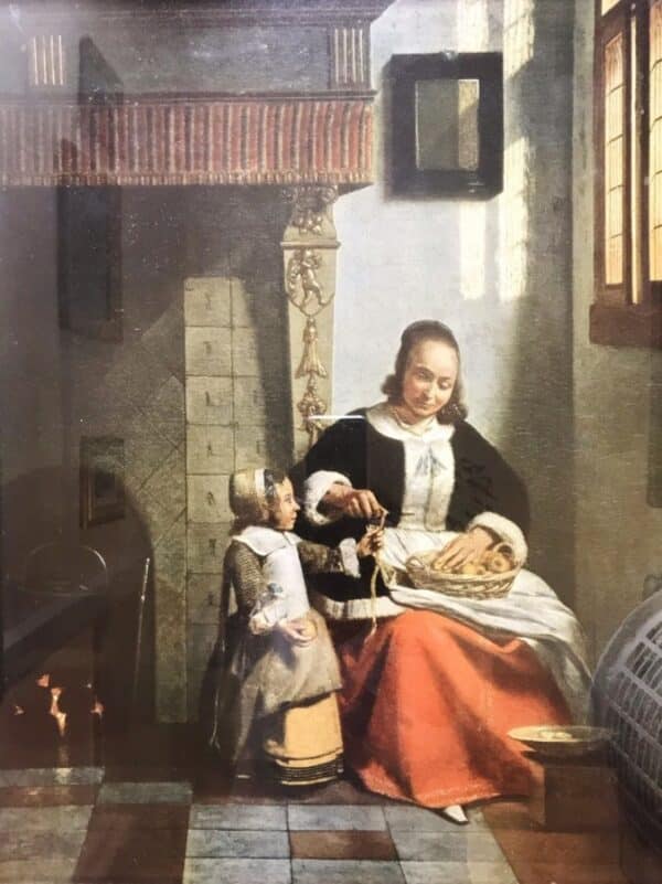 Medici Society Print Flemish Interior Scene After Original Oil Painting By Pieter De Hooch C1916 Antique Art 5