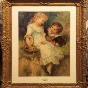 Pears Print Of Children Titled Sweethearts After Frederick Morgans Watercolour Portrait Painting Antique Art