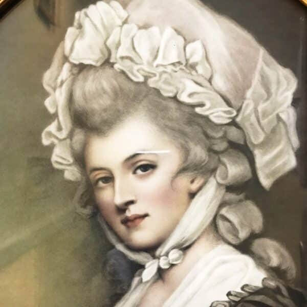 19thc Glazed Portrait Print Of Young Lady Wearing Bonnet After Original Oil Painting - Image 2