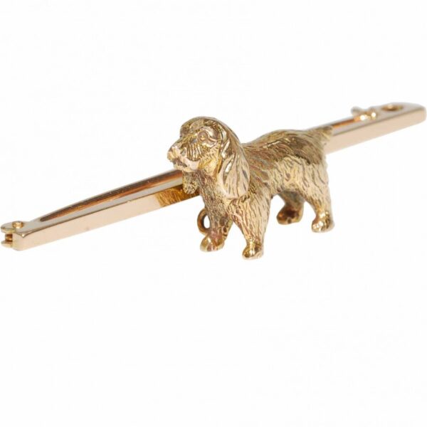 Vintage 15ct Spaniel Bar Brooch|15ct Spaniel Dog Bar Brooch| Dog Motif 15ct Bar Brooch - Image 2