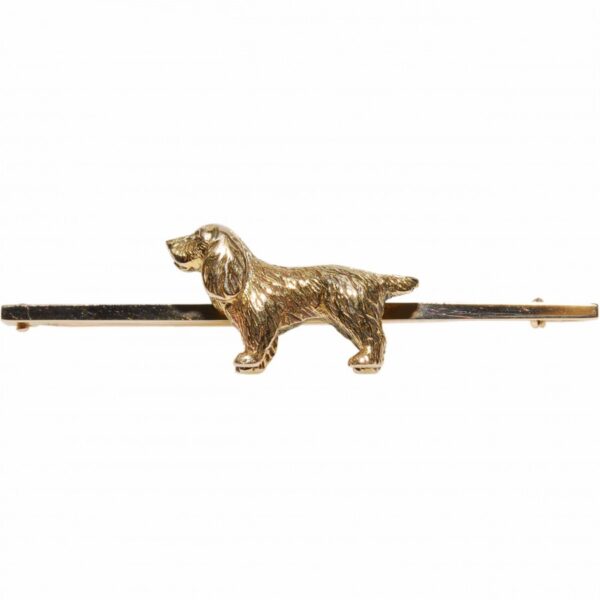 Vintage 15ct Spaniel Bar Brooch|15ct Spaniel Dog Bar Brooch| Dog Motif 15ct Bar Brooch