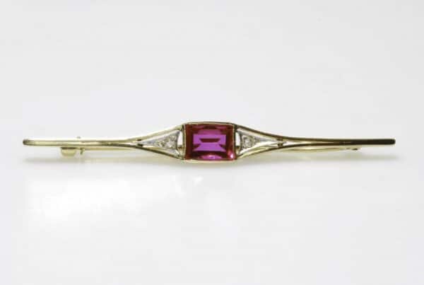 Art Deco 1920’s 18ct Synthetic Ruby and Diamond Bar Brooch,Bar Brooch,Diamond Bar Brooch,Ruby Brooch,Art Deco Brooch,Ruby Bar Brooch Diamond Antique Earrings 3
