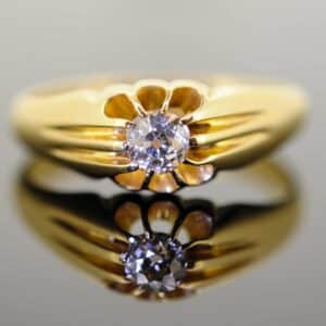 Gentleman’s 18ct Gold Old Cut Diamond Gypsy Set Ring|18ct Old Cut Diamond Gypsy Set Ring| Gypsy Set Old Cut Diamond Ring earrings Antique Earrings