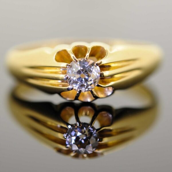 Gentleman's 18ct Gold Old Cut Diamond Gypsy Set Ring|18ct Old Cut Diamond Gypsy Set Ring| Gypsy Set Old Cut Diamond Ring