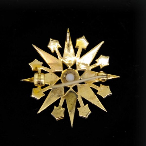 Victorian Star-Burst Pearl Set Brooch earrings Antique Earrings 4