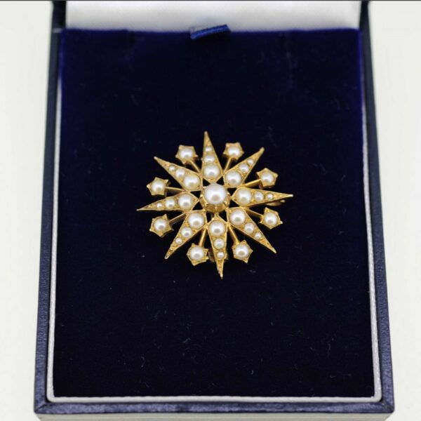 Victorian Star-Burst Pearl Set Brooch - Image 3
