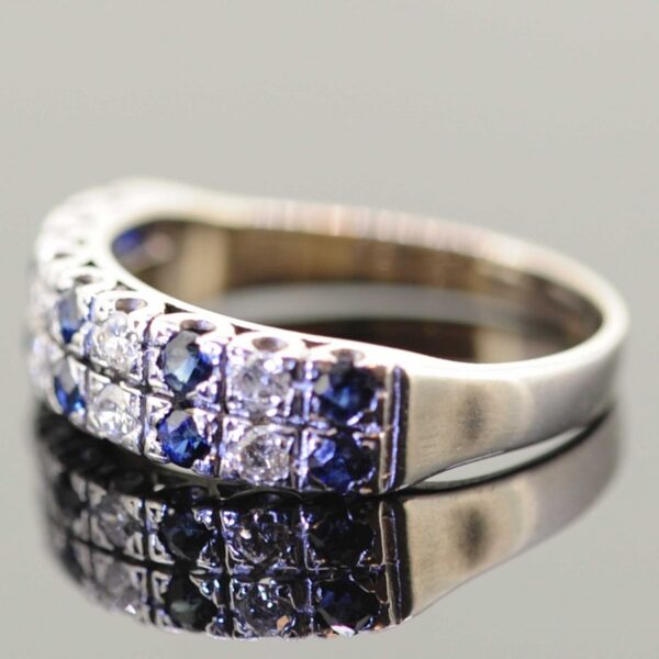 18ct Sapphire and Diamond Half Hoop Band Ring,18ct Sapphire and Diamond Half Eternity Ring,Sapphire and Diamond Band. ring Antique Jewellery 5