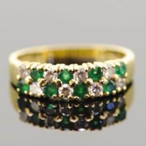18ct Emerald & Diamond Half Eternity Ring,Emerald And Diamond Band Ring,Emerald and Diamond Ring ring Antique Jewellery 3