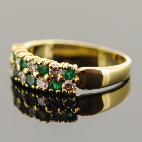 18ct Emerald & Diamond Half Eternity Ring,Emerald And Diamond Band Ring,Emerald and Diamond Ring - Image 2