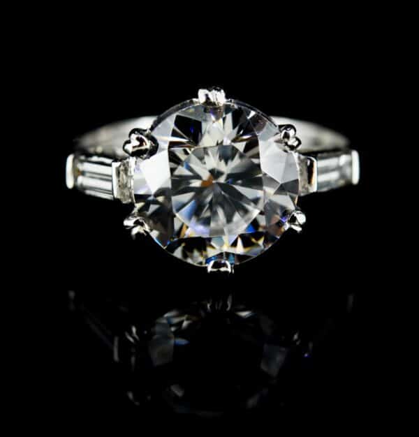 Diamond and Cubic Zirconia Dress Ring Mounted in Platinum Diamond Antique Jewellery 3